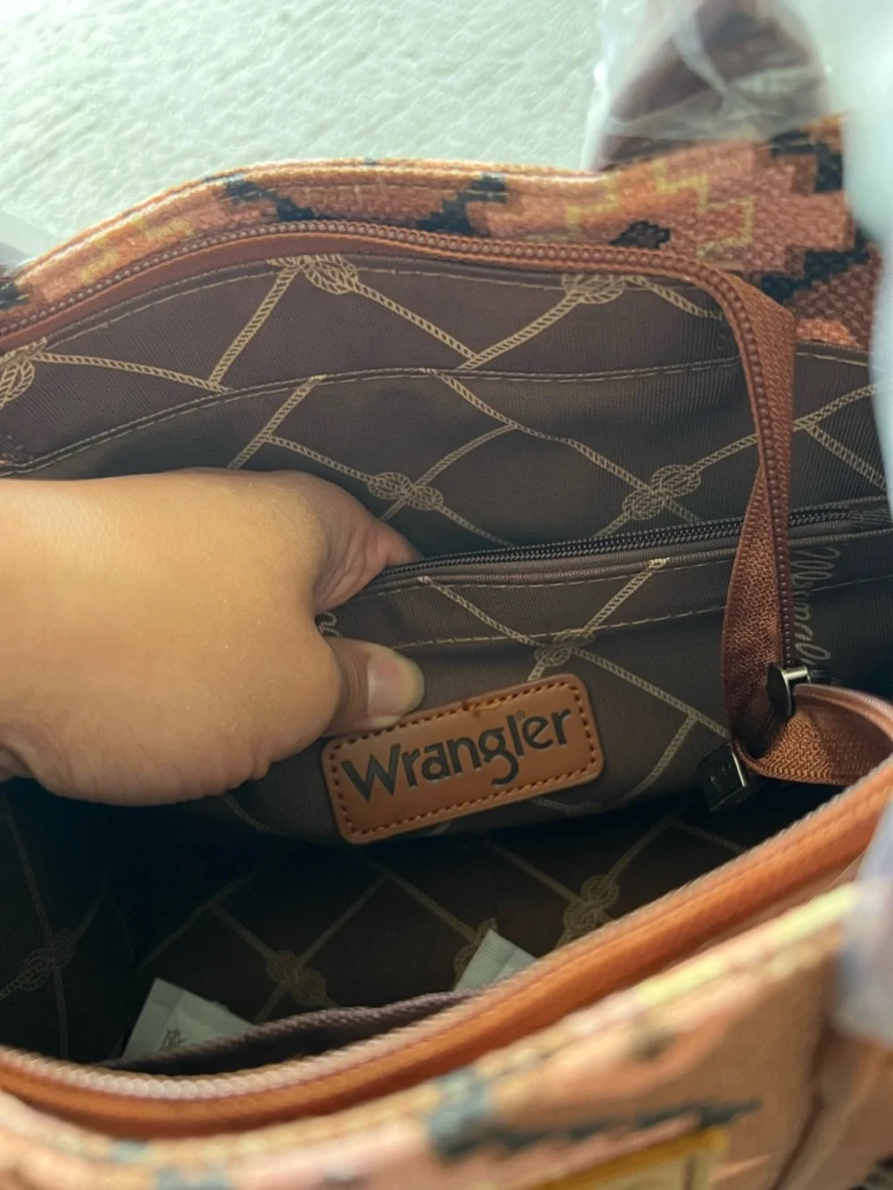 Wrangler Southwestern Canvas Crossbody Satchel - Picture 13 of 16